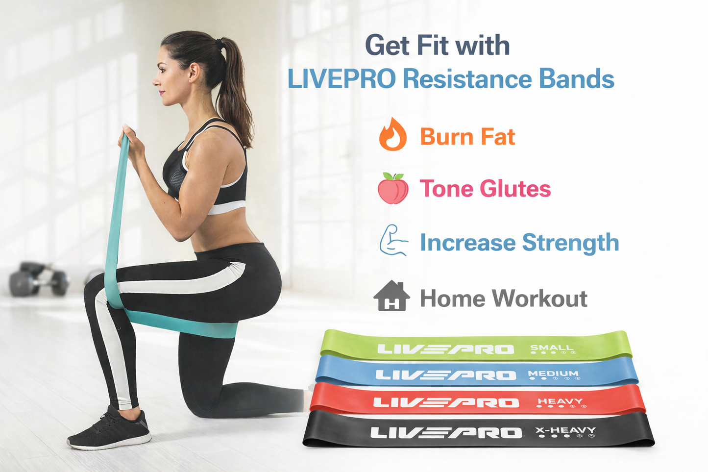Faixa elástica de resistência – Conjunto com 4 níveis de resistência para exercícios de condicionamento físico 💪