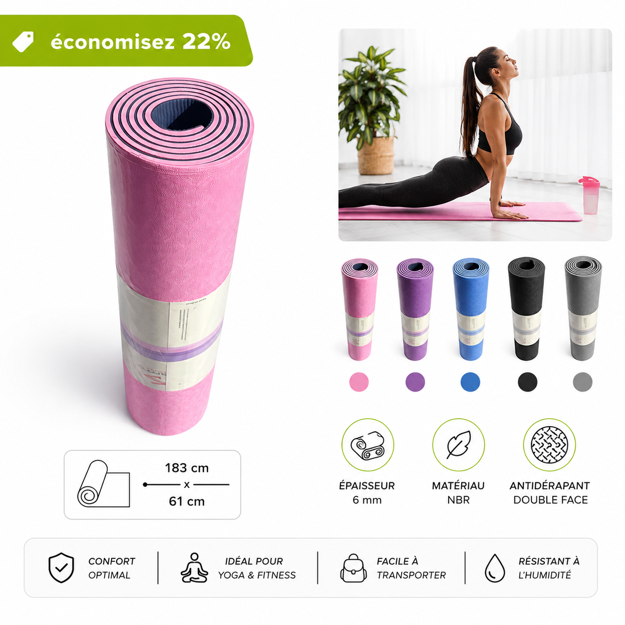 Tapete de Yoga e Fitness – Tapis de Sport: confortável e prático para esportes e ioga