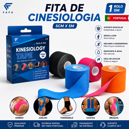 Fita de Cinesiologia 5cm x 5m – Suporte para Treino e Desporto