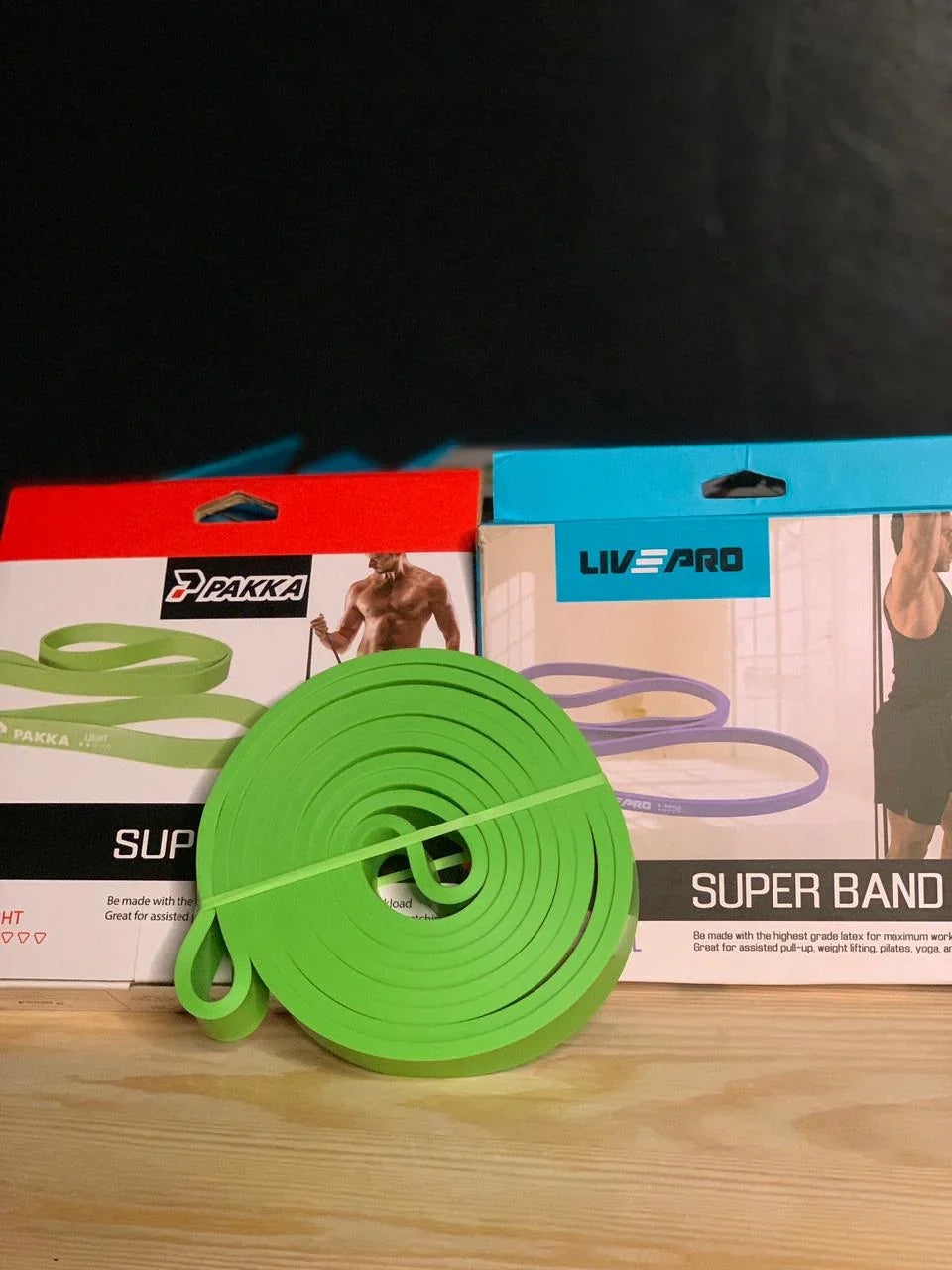 Conjunto Fitness Completo – 5 mini-faixas elásticas + Super Band Light (7–15 kg)