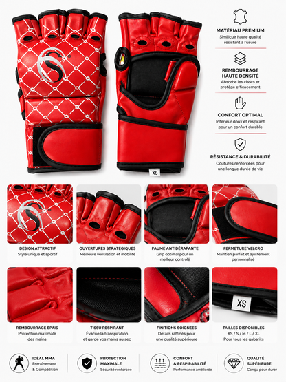 Luvas de MMA Pro Combat Vermelhas