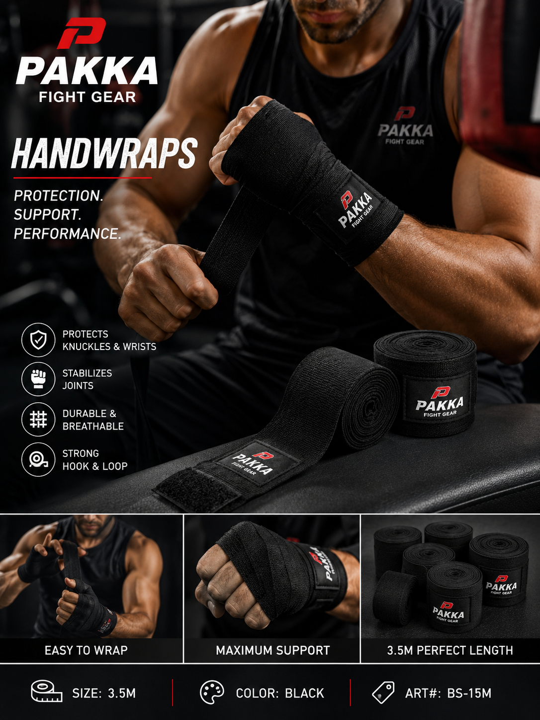 Bandage de Boxe & MMA PAKKA – Protection Premium